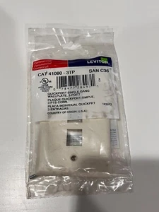 New Leviton 41080-4TP 4-Port QuickPort Single Gang Wall Plate Light Almond Beige - Picture 1 of 2