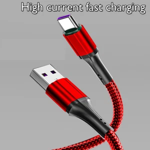 Nylon USB-C Type-C Charger Cable Super Charging Data Sync For Samsung Huawei LG - Picture 1 of 9