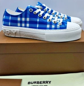 Burberry Jack Plaid Cotton Vivid Blue Check Men's Sneakers UK8 EU42 US9 - Picture 1 of 20