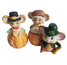 Lefton Mice Figurines Vintage Thanksgiving Halloween St Patricks Day