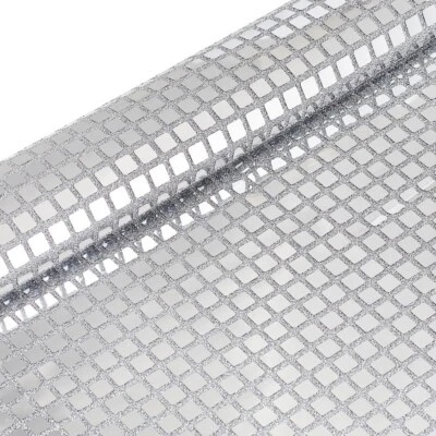 40" Square Sequin Fabric Silver Metallic Disco Mirror Stage Dress Dance Costume - Image 1 of 4