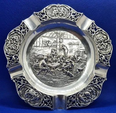 Antico Posacenere, 835er Argento, Um 1915 O548 - Immagine 1 di 4