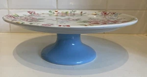 Cath Kidston Single Tier Cake Stand Floral Blue Spray Flowers 31 cm - Picture 1 of 5