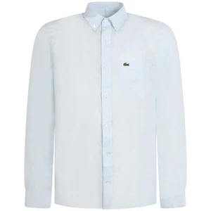 LACOSTE - Camicia celeste in lino con mini logo per uomo - Bild 1 von 1