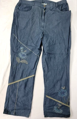 Susan Bristol Women's Blue Denim Jeans Embroidery Accent NEW Vintage 16 W 16 $97 - Image 1 of 4