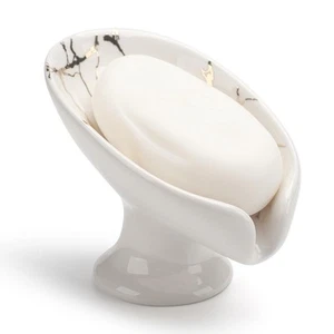 Soap Dish, Ceramic Soap Holder, Self Draining Soap Dish Holder, Leaf Shape So... - Picture 1 of 6