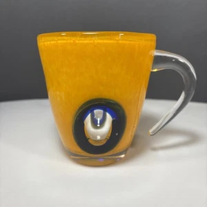 MURANO Italy FINESTRE Kunstglas Fensterbecher orange & kobaltblau ummanteltes Glas - Bild 1 von 12
