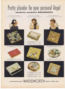 1952 WADSWORTH Compacts Print Ad poodle contempo whimsey dryad baroque & more - Picture 1 of 1