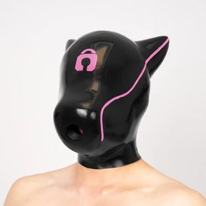 Furrjoi IDO Silicone Realistic Dog Mask Insertable Hole Role Play Hood Pink M - Picture 1 of 4