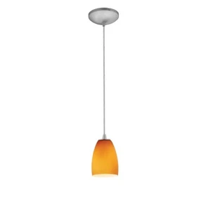 Access Lighting Sherry 1-Light Brushed Steel Metal Pendant with Amber Glass - Picture 1 of 2