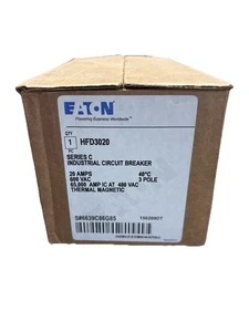 Eaton HFD3020 3 Poles 20 Amps Industrial Circuit Breaker, 600V, 20A HFD3020 - Picture 1 of 2