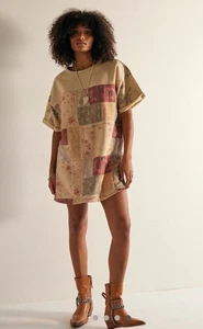 Free People Liebhaber Sweatshirt Patchwork Blumen Oversize Quilt Eierlikör Kombi S NEU - Bild 1 von 7