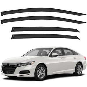 Black 4Pcs Side Window Visor Sun Rain Guards For 2018-2020 Honda Accord Sedan - Picture 1 of 13