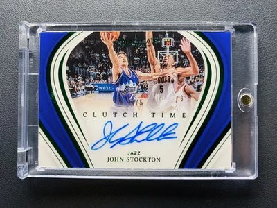 Bolso de mano Panini Immaculate John Stockton 2022-23 firmas de tiempo verde automático/5 SSP Foto 1 de 2