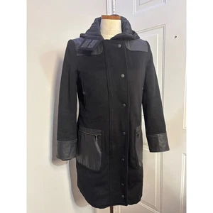 Chaqueta Abrigo Parka con Capucha Rag Bone Grove Exclusiva Mezcla Lana Negra Para Mujer Talla S - Imagen 1 de 8