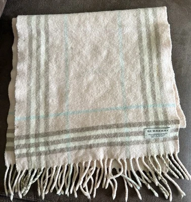Auténtica bufanda de lujo BURBERRY Nova Check rosa lana merino angora cachemir Foto 1 de 4