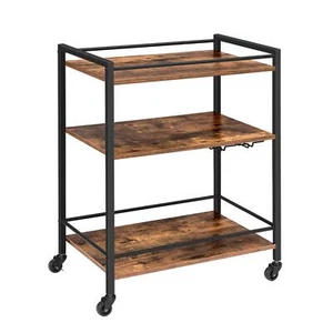 Bar Cart For The Home Serving Cart With Wine Glass Hooks Rolling Kitchen Cart Wi - Picture 1 of 9