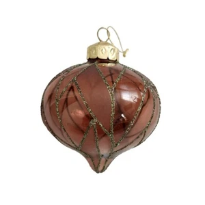 Adorno de Navidad de vidrio soplado redondo adornado brillo árbol corona decoración de colección - Imagen 1 de 9