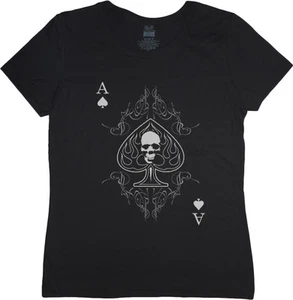 Ladies t-shirt ace of spades biker design women's size tee shirt top - Picture 1 of 1