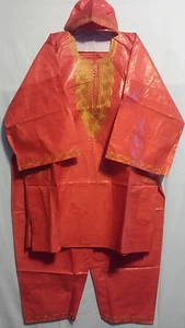 Mens Clothing 3Pcs Dashiki Pant Suit boho African Brocade Fabric Red Free Size - Picture 1 of 7