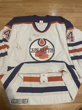 Game Worn Cape Breton Oilers AHL Hockey Jersey Authentic White Home 54