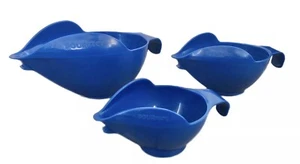 POURfect Set of 3 Measuring Spill Proof Bowls Baking 1 2 4 Cups Dark Blue