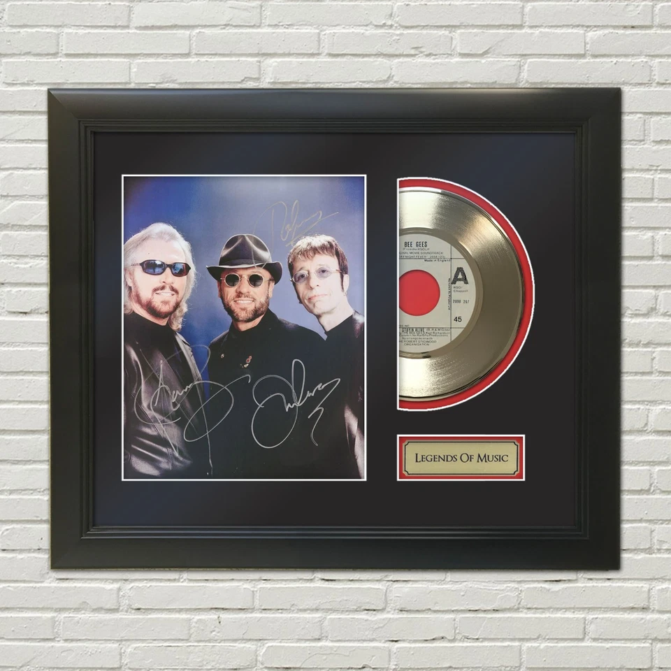 Bee Gees Legends of Music Gold Record Display with Reproduction signatures - Image 1 of 4