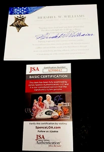 HERSHEL WILLIAMS Medal of Honor SIGNED 4x6 Card JSA COA MOH MARINES - Picture 1 of 2