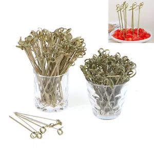 100pcs Bamboo Knot Skewers Cocktail Picks for Cocktail Party Snacks SandwichesQF - Picture 1 of 10