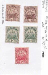 MATT'S STAMPS SCOTT BERMUDA #40, #40a, #41, #41a, #42, CARAVEL ISSUES, MH CV$43 - Picture 1 of 2
