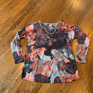 Soft Surroundings Embellished Tunic Multicolor Modal Art To Wear Lagenlook EUC - Picture 1 of 9