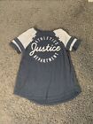 Justice Size 6/7 Girls Short Sleeve Shirt Athletics Department Grey And White