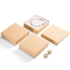 Boîtes cadeaux en carton, boîte remplie de coton avec couvercles, marron 3,5 x 3,5 x 1 pouce, collier