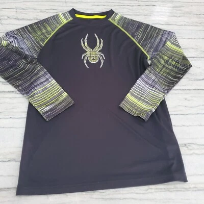 Spyder Boys Long Sleeve Black and Yellow Shirt Size M - Image 1 of 4
