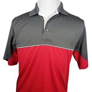 PGA Tour Polo Golf Shirt Mens Size Small Red/Gray Short Sleeve 3 Button Pullover - Picture 1 of 8