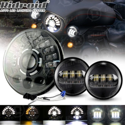 7-дюймовая светодиодная фара + проходные фары для Harley-Davidson Heritage Softail Classic - Изображение 1 из 4