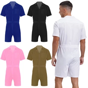 Herren One Piece Strampler Overall kurzärmelig Sport Training Overalls Pyjama - Bild 1 von 53