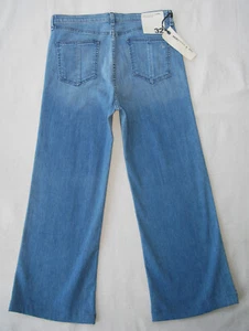 rag + bone Justine High-Rise Wide Leg Flood Jean Women Sz 32 Blue Distressed L26 - Picture 1 of 11