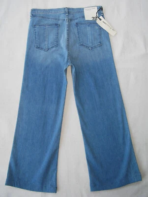 rag + bone Justine High-Rise Wide Leg Flood Jean Women Sz 32 Blue Distressed L26 - Image 1 of 4