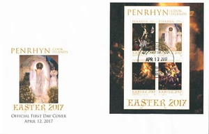 Penrhyn Cook Isl 2017 FDC Easter Art Paintings Caravaggio 4v M/S Cover Stamps - Picture 1 of 1