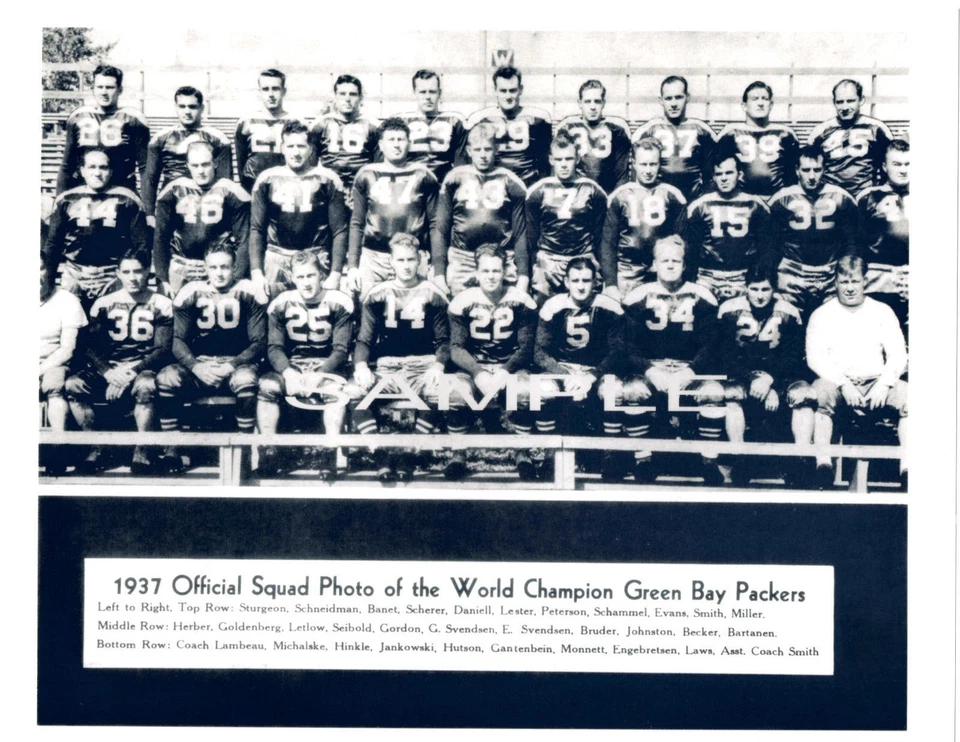 1937 Campeón del Mundo Green Bay Packers 8x10 Equipo Foto Fútbol Wisconsin NFL Foto 1 de 1