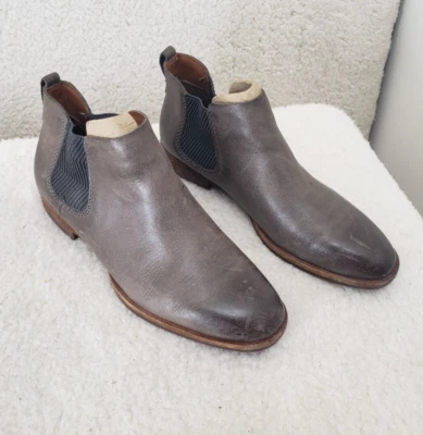 Botas de mujer Kork Erase 7M grises de cuero tirar al tobillo cómodas botines planos zapatos Foto 1 de 4