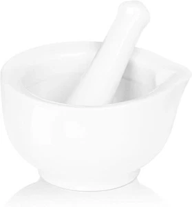 LEETOYI Porcelain Small Mortar and Pestle, Ceramic Herb 3.3-inch, White - Picture 1 of 7