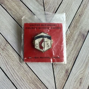 Vintage 1980er United Methodist Church School 6 Monate Auszeichnung Abzeichen Anstecknadel Brosche - Bild 1 von 1