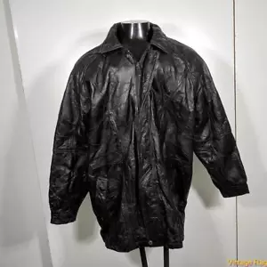 LEGACY Patchwork LEATHER Flight Bomber JACKET Mens Size XL Black insulated - Picture 1 of 6