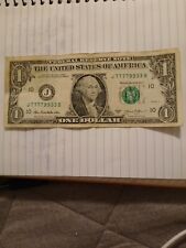One dollar bill fancy serial number