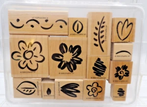 Stempel Set 14er ""Fanciful Fowersl"" Stampin' Up! ©1999 1 Zoll x 11⁄2 Zoll - 21⁄4 Zoll x 2 Zoll - Bild 1 von 2