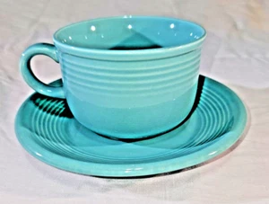 Vtg Montgomery Ward Color Connection Stoneware 4 Coffee Tea Cups 4 Saucers Teal - Picture 1 of 12