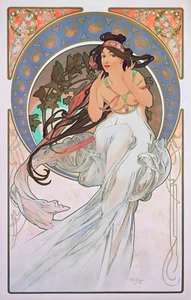 Alphonse Mucha Music The Arts Serie Frau Jugendstil Posterdruck GRÖSSE AUSWÄHLEN - Bild 1 von 1