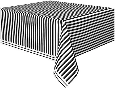 Plastic Striped Tablecloth 9ft x 4.5ft - Image 1 of 4